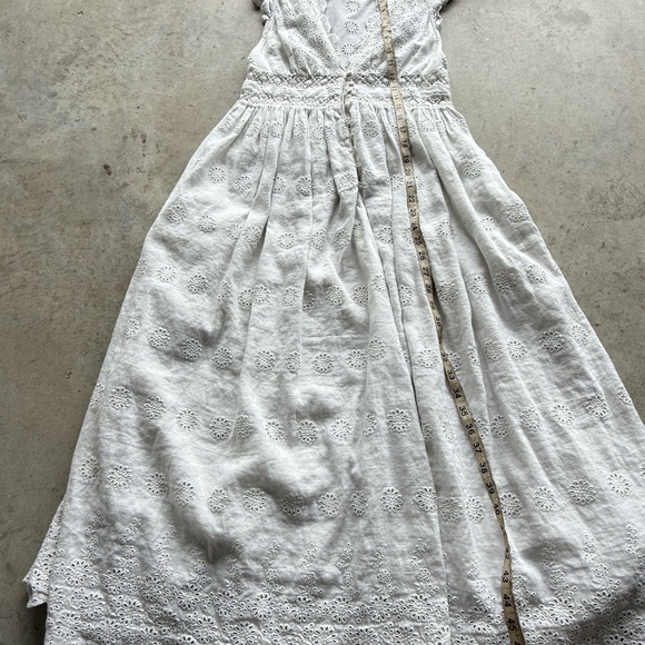 Free People Peach Pie Midi Dress Small White floral lined Ruffle Sleeve Crochet - Picture 8 of 12